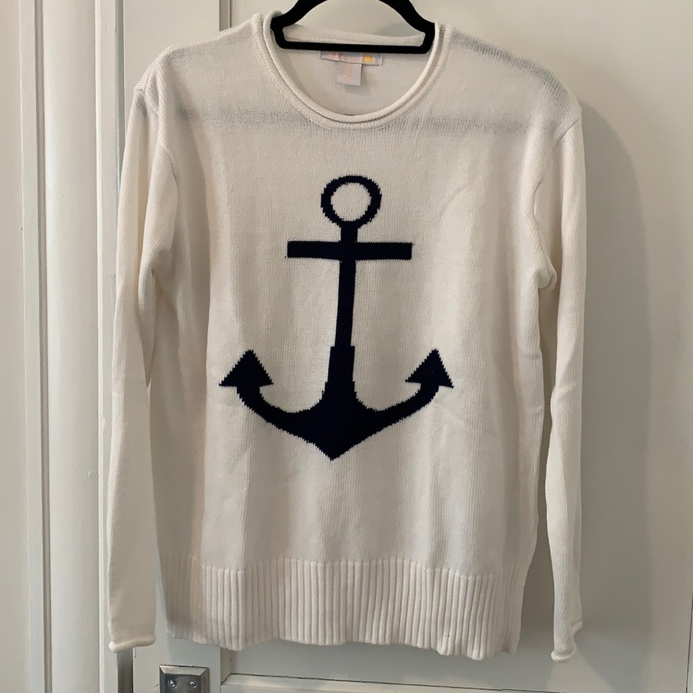 White sweater with anchor